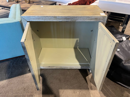 Pottery Barn Gray Farmhouse 2 Door Wood & Mirror Cabinet