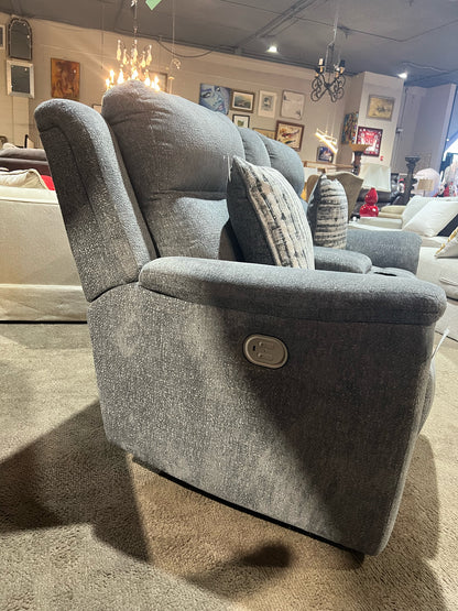 Ashley Furniture Gray Fabric Electric Reclining Sofa w/ 2 Pillows