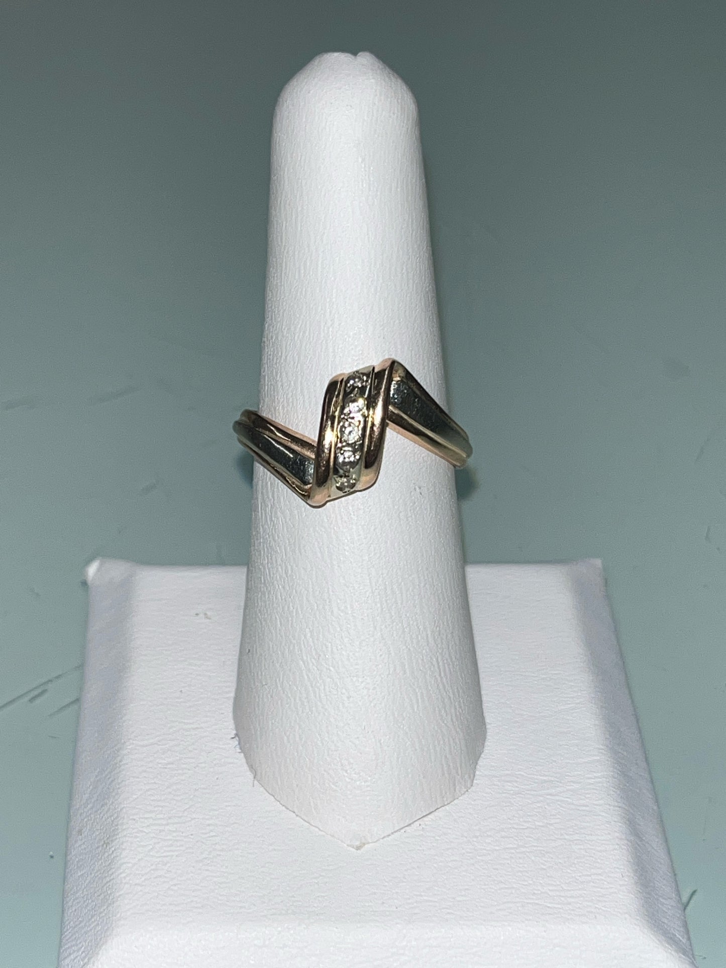 14K Gold Two Tone Diamond Accent Wave Ring