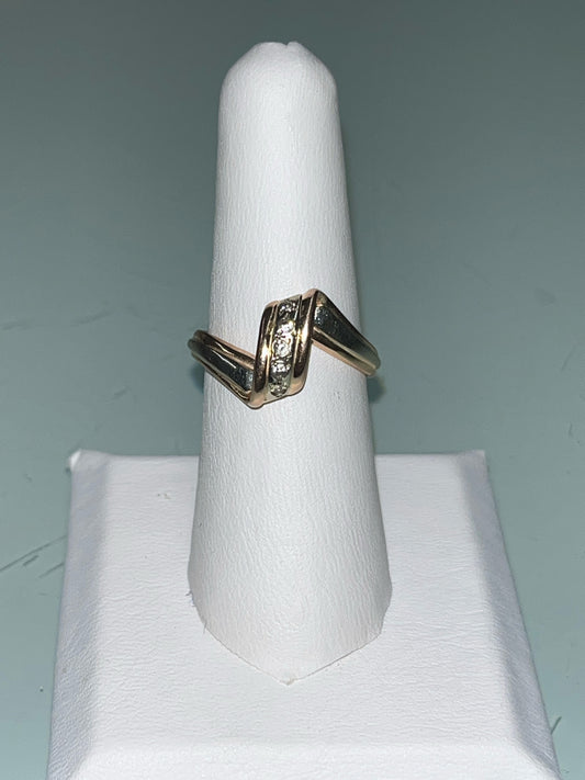 14K Gold Two Tone Diamond Accent Wave Ring