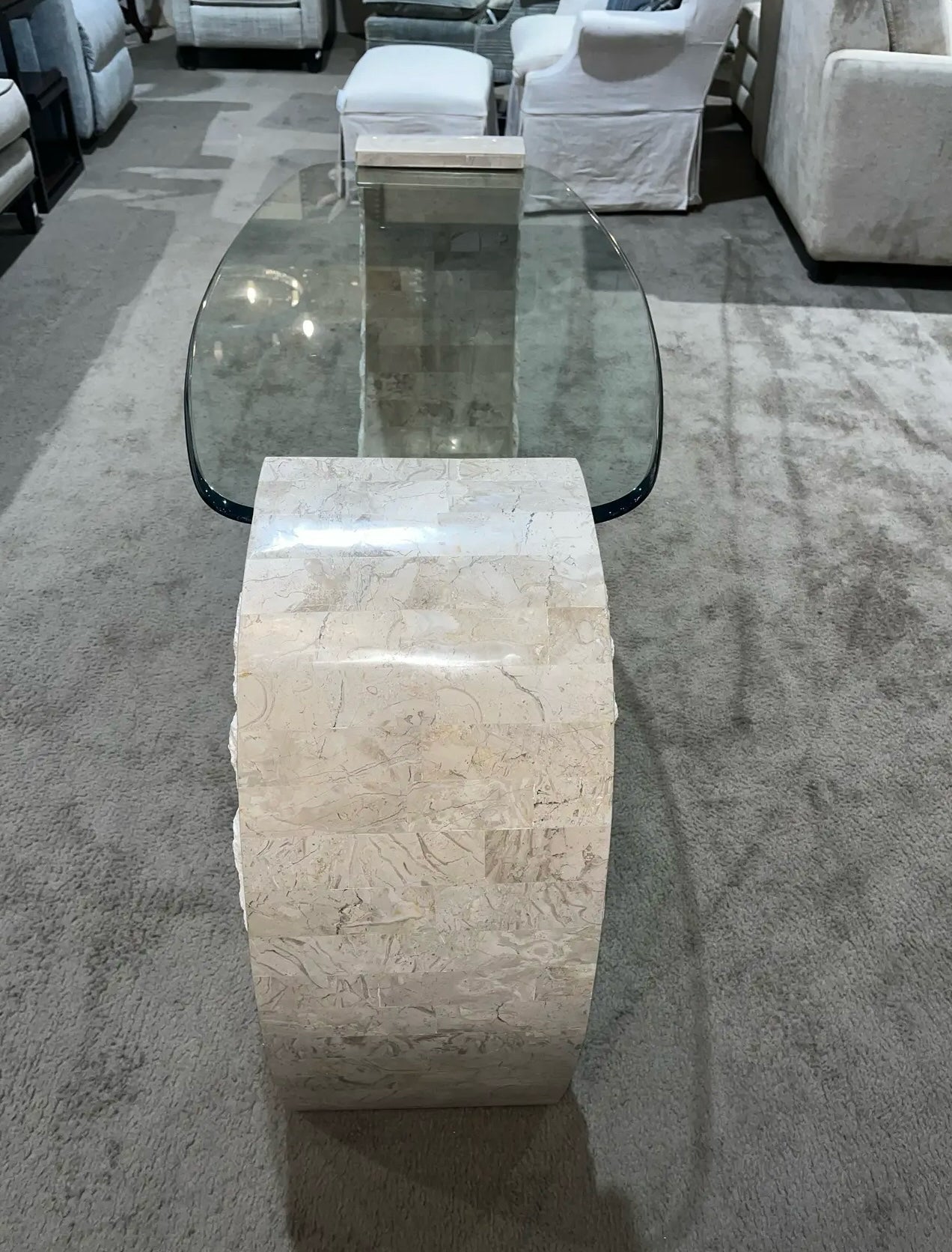 1990's Magnussen Tessellated Stone Console Table