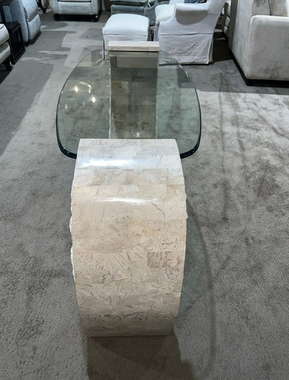 1990's Magnussen Tessellated Stone Console Table