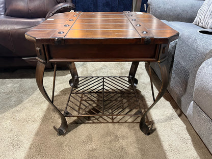 Metal Base & Wood Top End Table