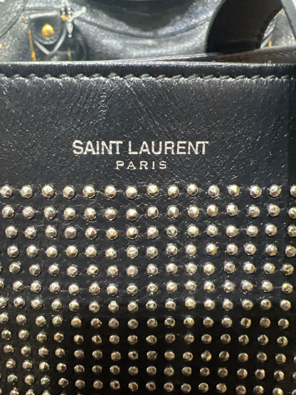 Saint Laurent Silver Studded Black Suede Tote