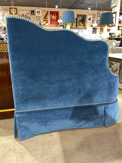 Emerson Bentley Blue Velvet Sofa & 2 Pillows