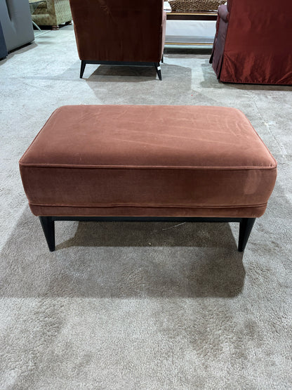 CB2 Contemporary Brown Velvet Wing Chair & Ottoman Set