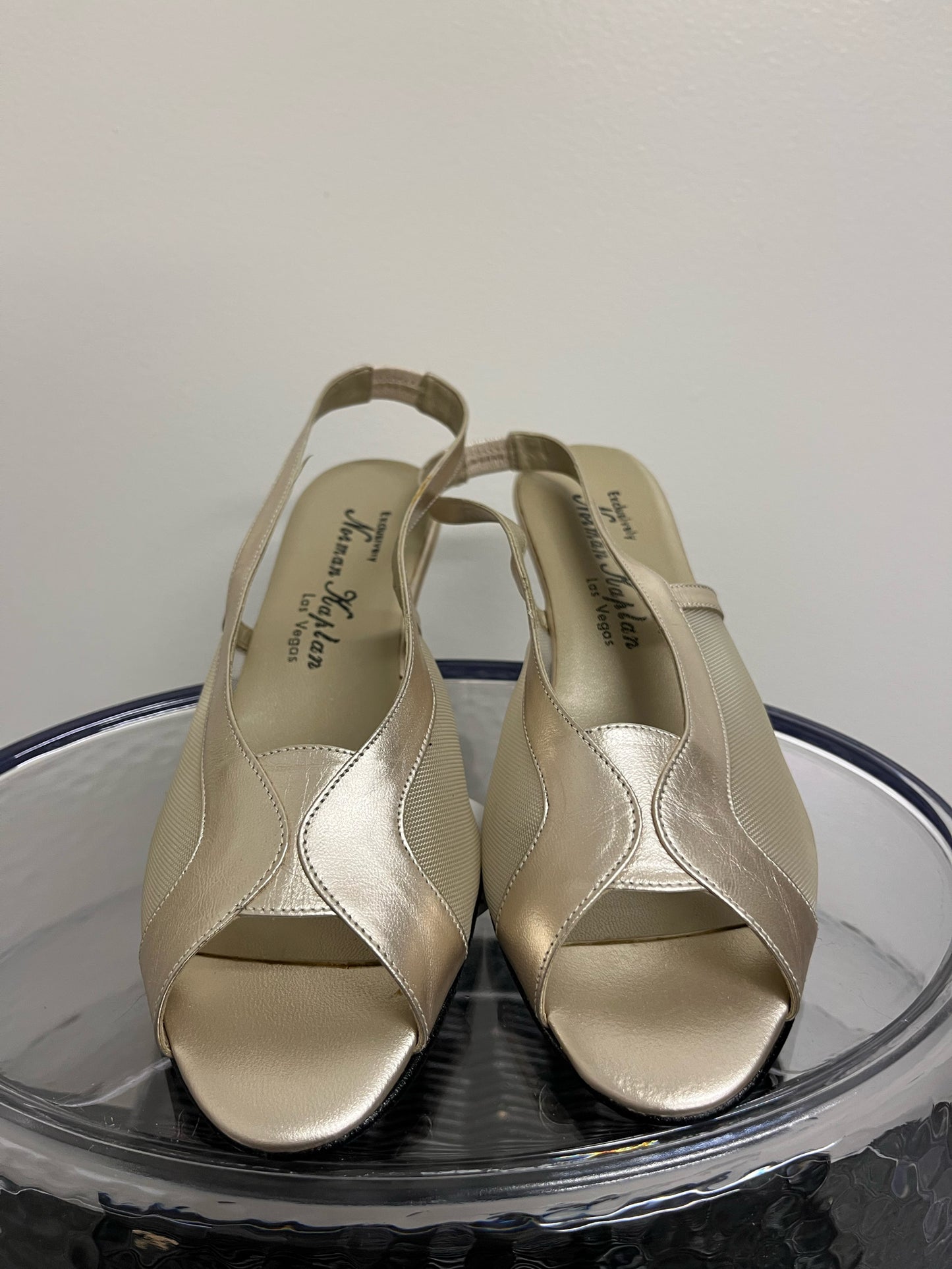 Norman Kaplan Vintage Gold Sling Back Shoes