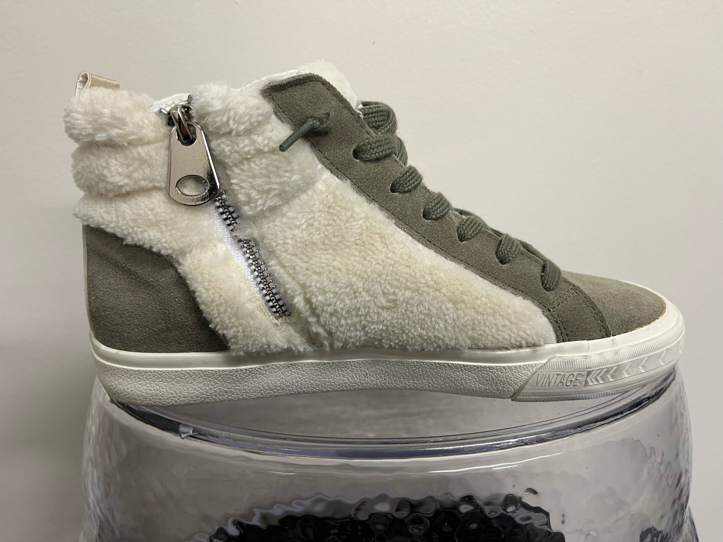 Vintage Havana Sage Suede & Faux Fur Sneakers