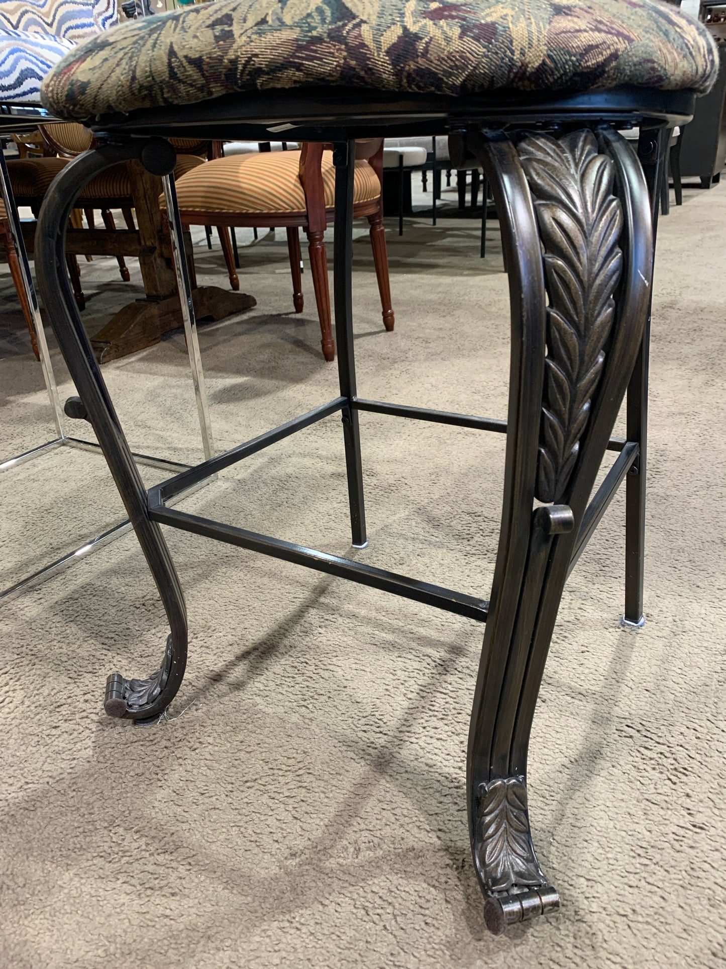 Metal Frame & Paisley Cushion Bar Stool
