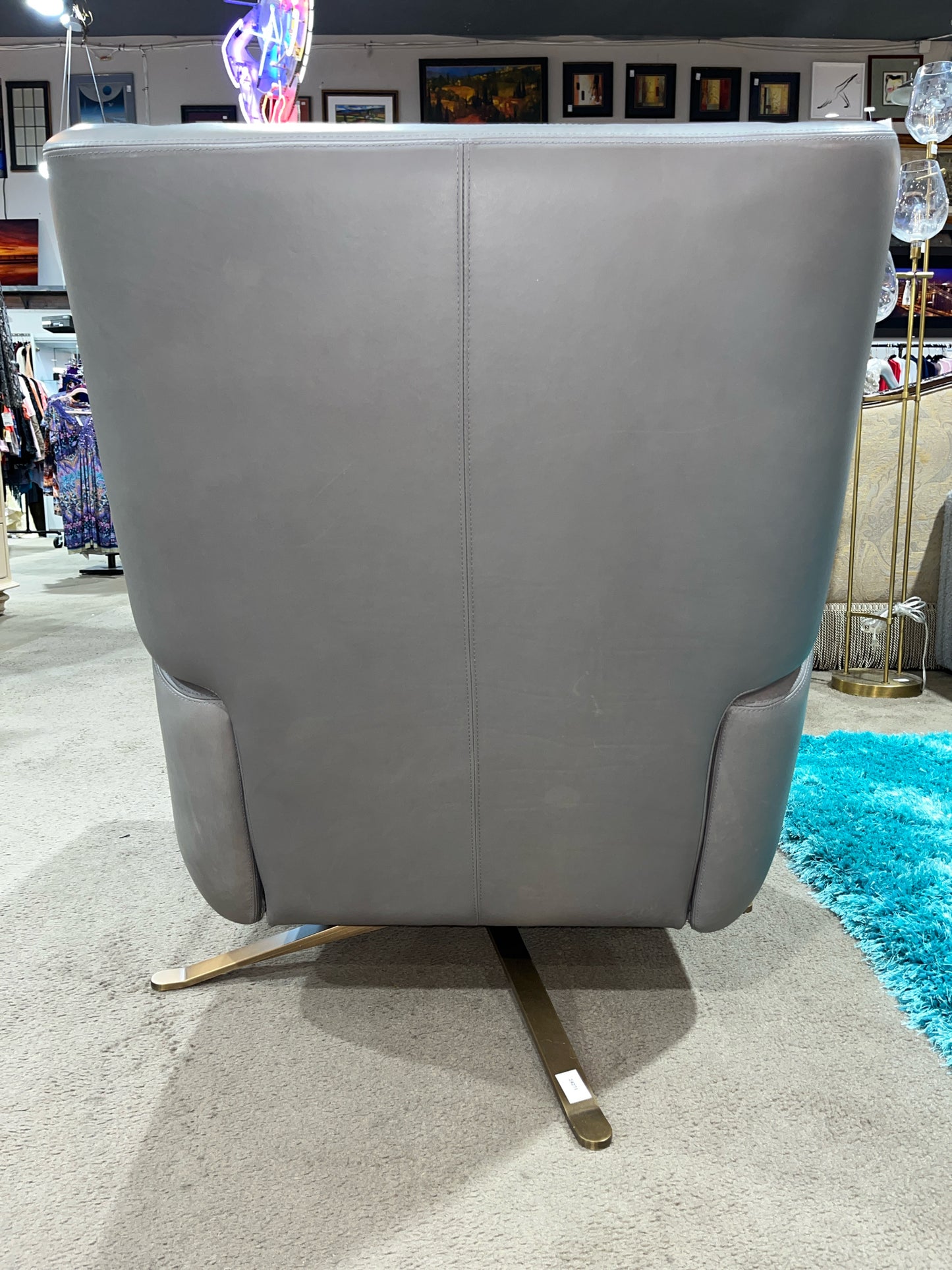 Restoration Hardware Gray Reclining "Luke" Swivel Chair