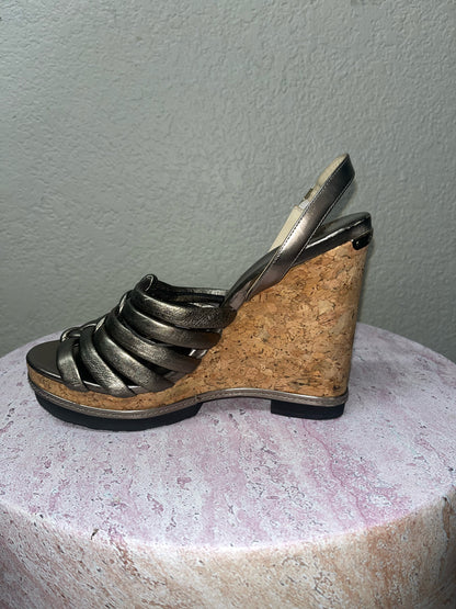 Jimmy Choo Gold Corkwedge Sandals