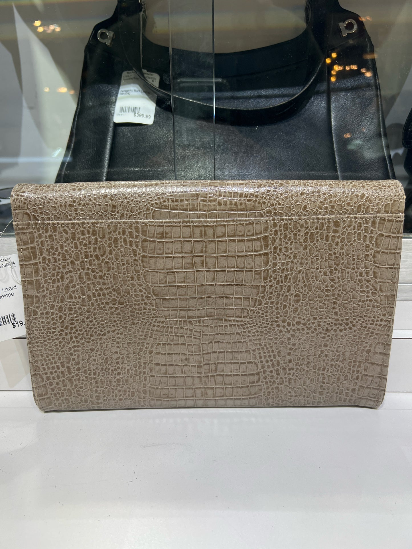 Taupe Color Lizard Pattern Envelope Clutch