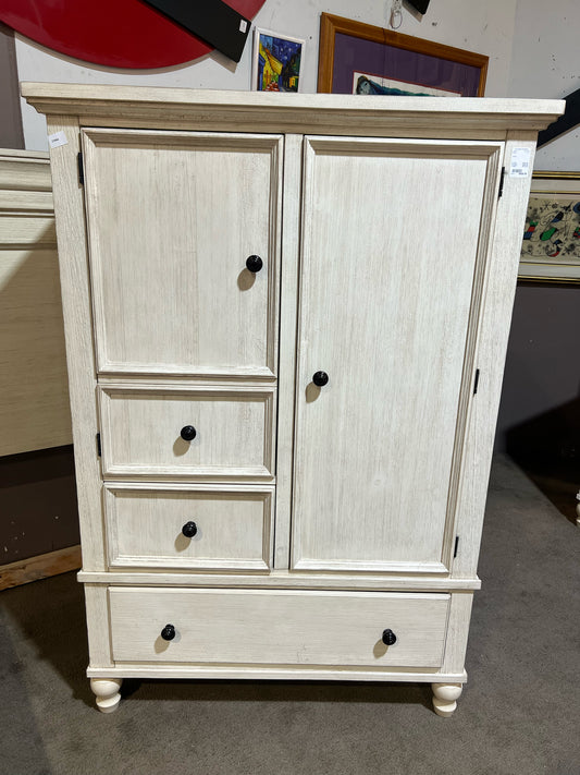 Cream 2 Door 3 Drawer Wood Armoire