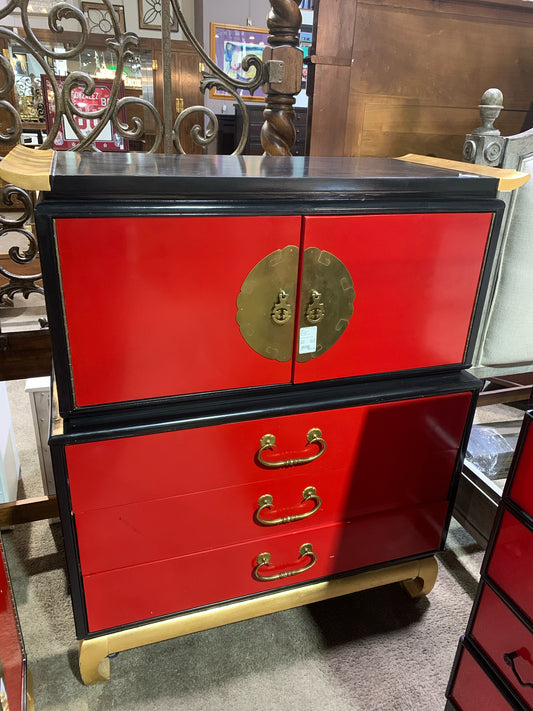 Kent Coffey Red & Black Asian Chest of Drawers