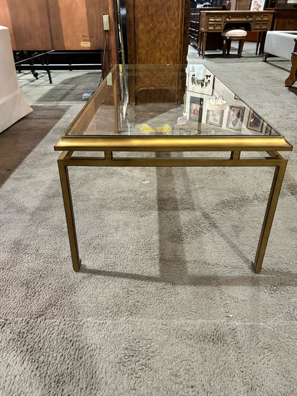 Ethan Allen Gold Glass Top & Metal Frame Coffee Table
