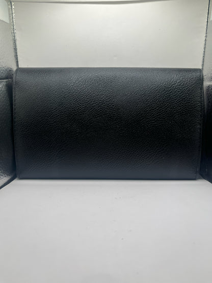 Black Envelope Clutch With Purple Accents