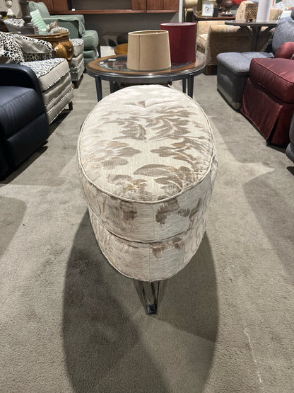 Floral Sage Oval Ottoman