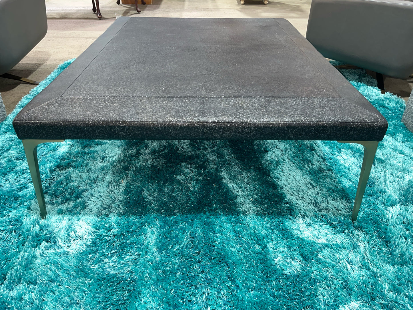 Black Shagreen Leather Coffee Table