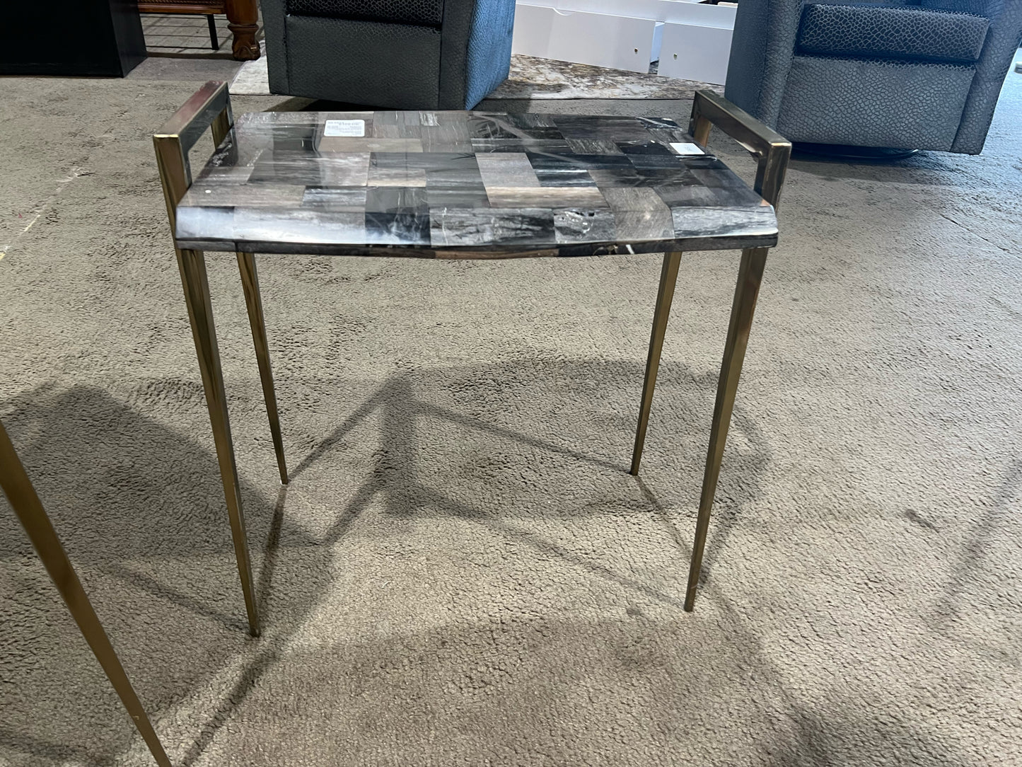 Interlude Home Black Marble Top Table