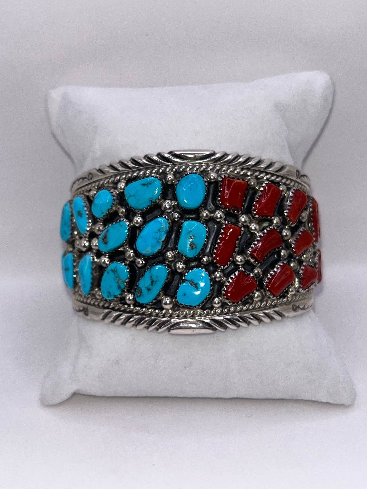 Tommy Moore 925 Sterling Silver Turquoise & Coral Bracelet
