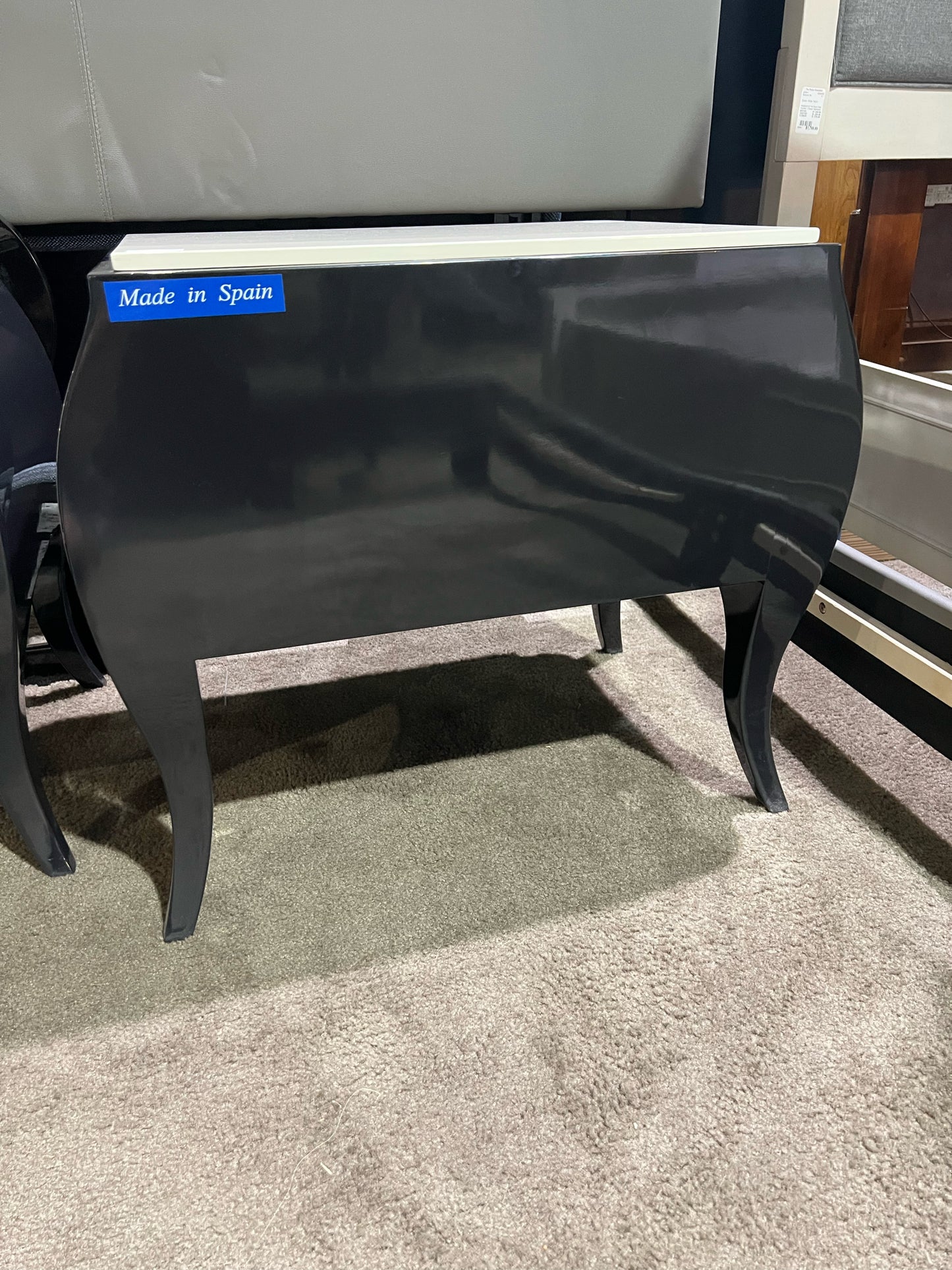 Jonathan Adler Black & White 2 Drawer Lacquered Wood Nightstand