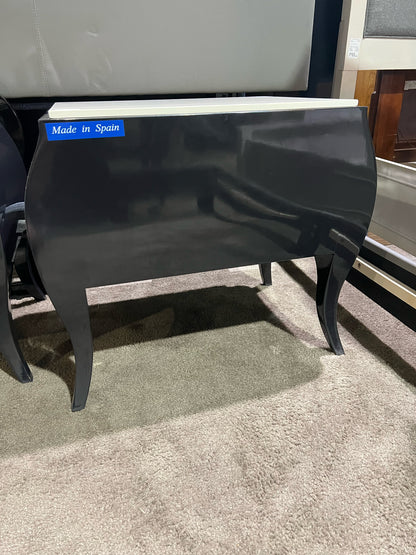 Jonathan Adler Black & White 2 Drawer Lacquered Wood Nightstand