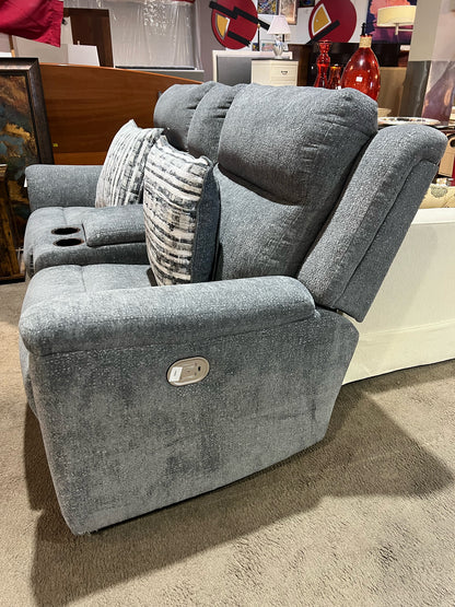 Ashley Furniture Gray Fabric Electric Reclining Sofa w/ 2 Pillows