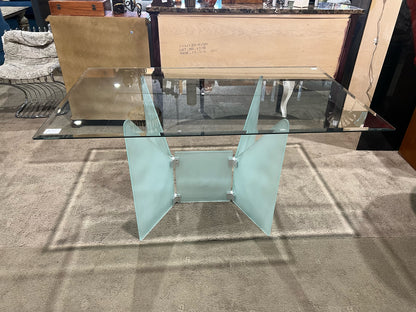 Contemporary Glass Top & Frosted Glass Base Dining Table