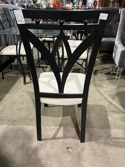 Black Metal Frame & Glass Top Hairpin Style Dining Set