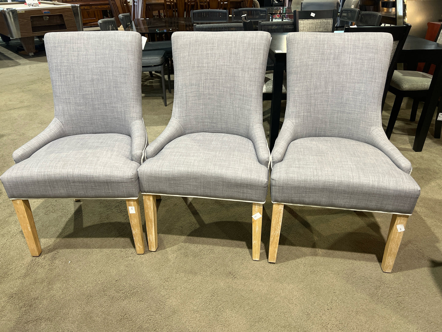 Gray Fabric Contrast Piping Dining Chair