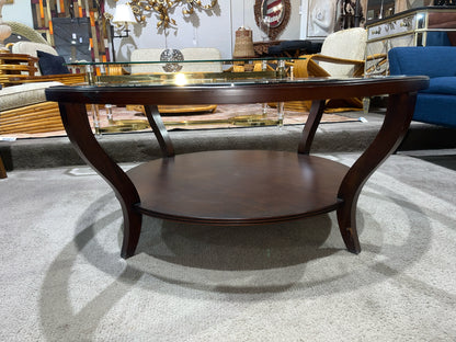 Ethan Allen Round Glass Top Coffee Table