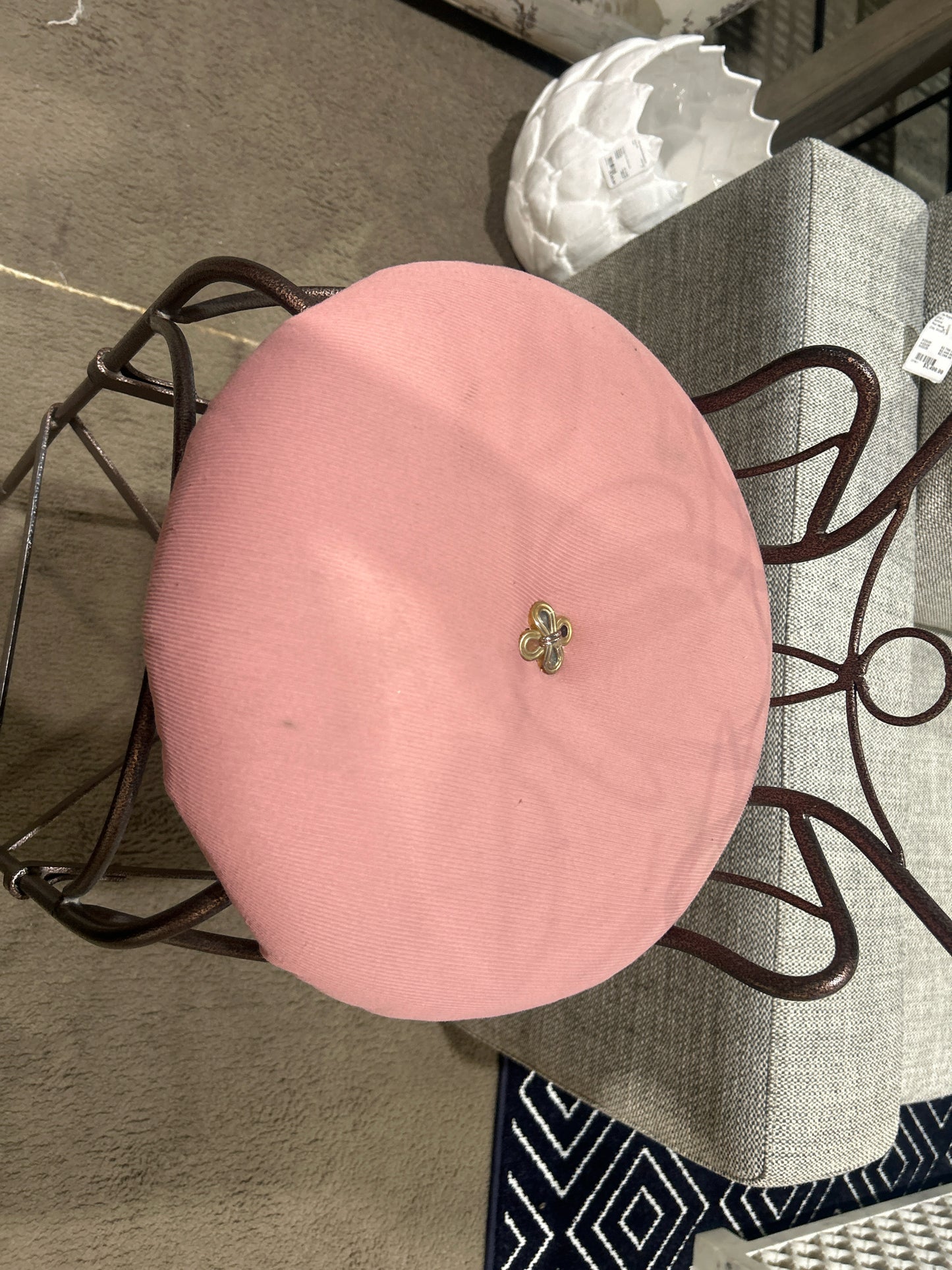 John Risley Style Pink Iron Bar Stool