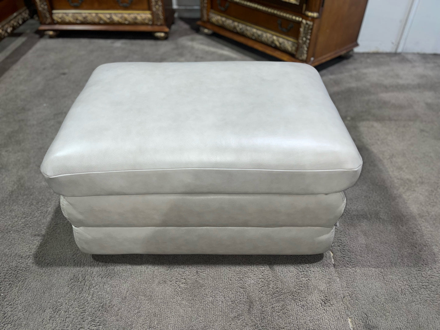 Pebble Leather Ottoman