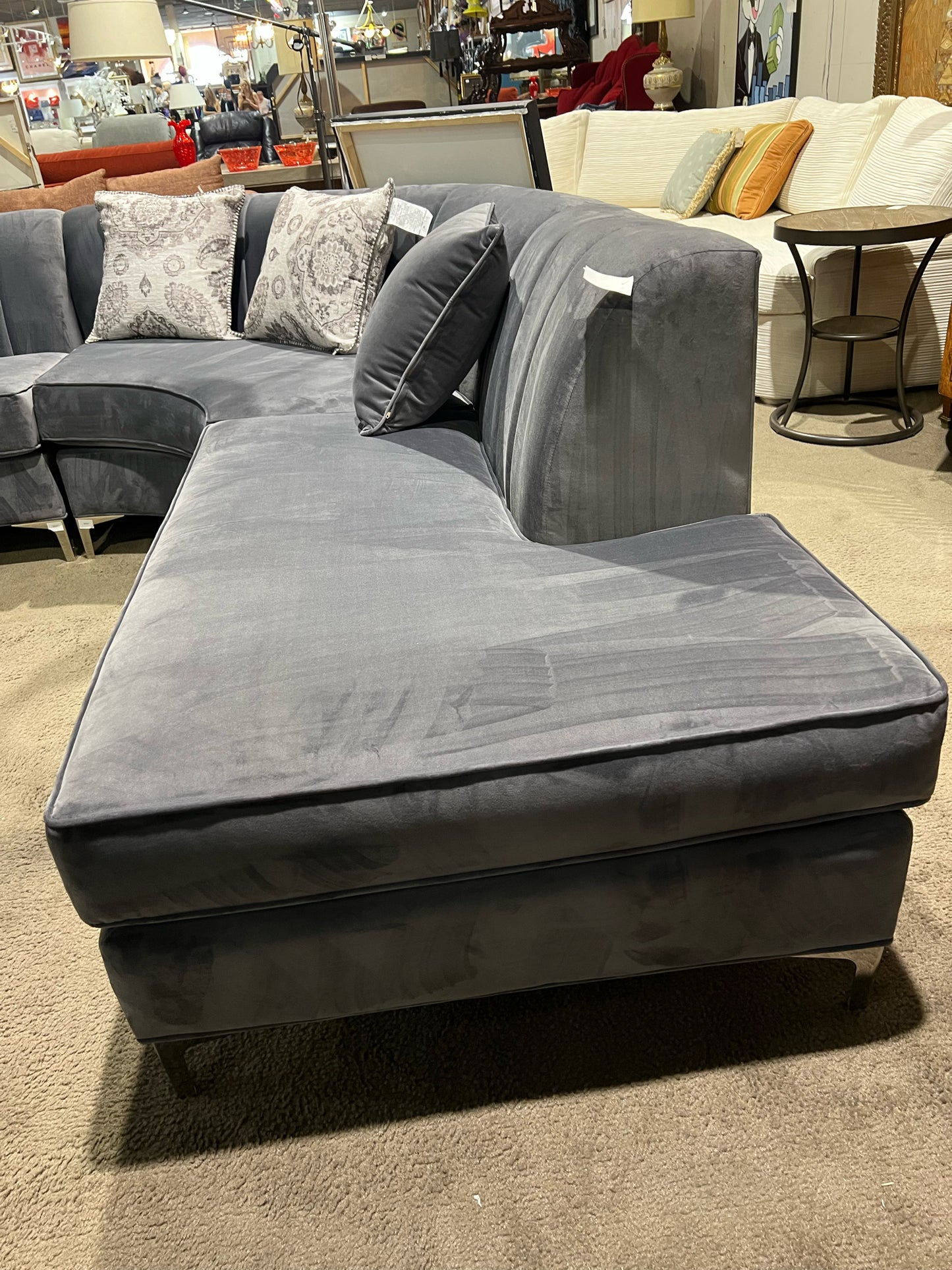 Channel Grey Sectional Tufted Fabric