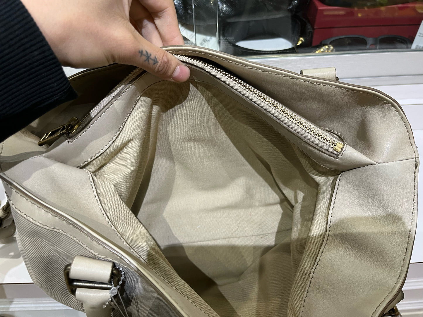 Burberry Cream Plaid Tote