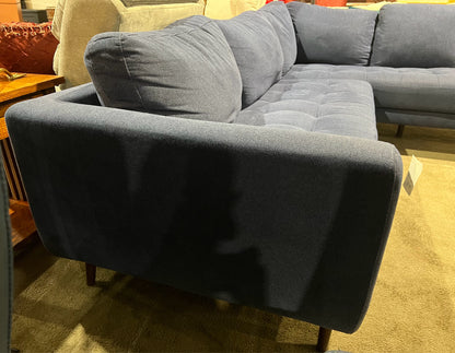 Living Spaces Blue Denim Fabric Sectional