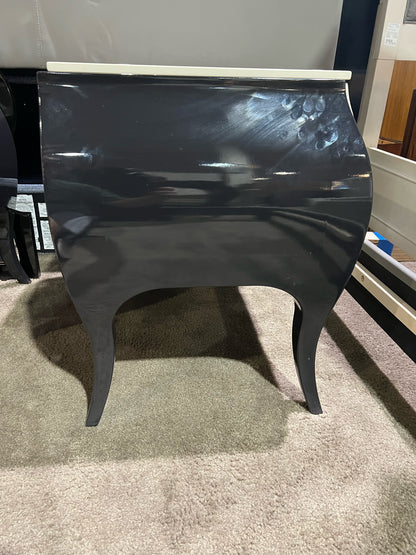 Jonathan Adler Black & White 2 Drawer Lacquered Wood Nightstand