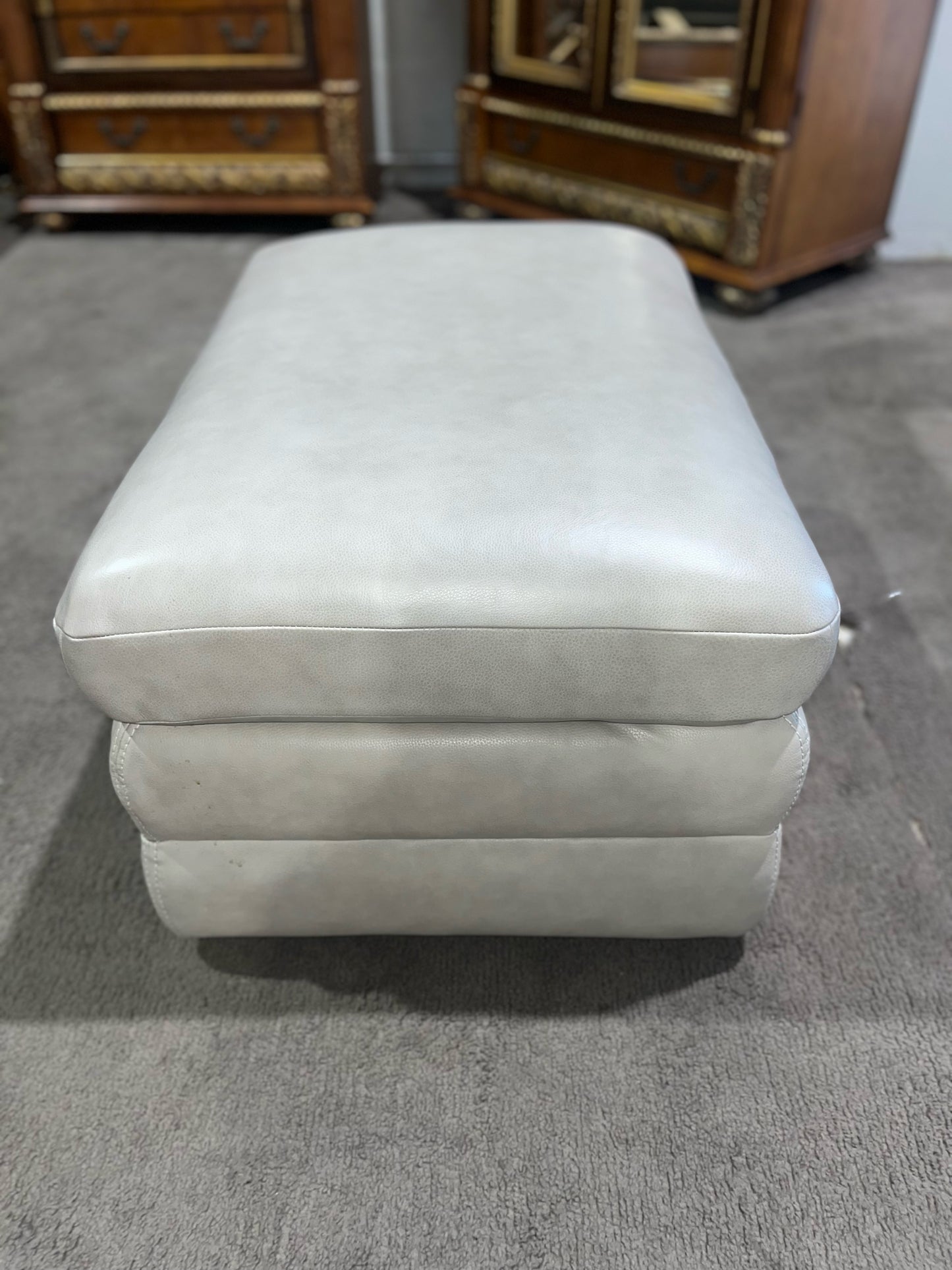 Pebble Leather Ottoman