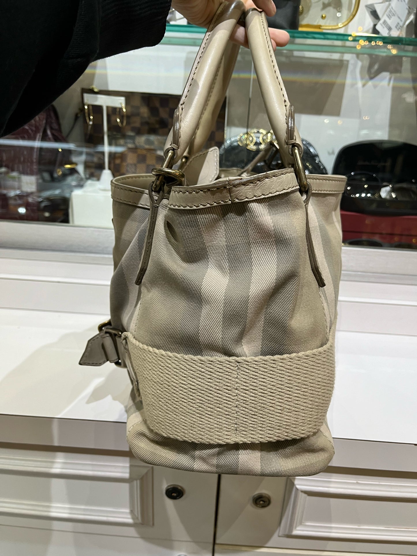 Burberry Cream Plaid Tote