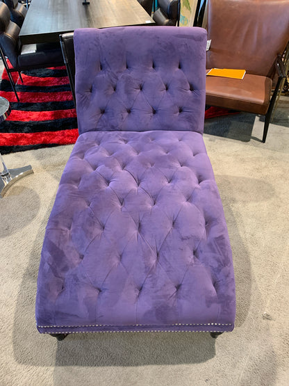 Purple Tufted Velvet Chaise w/ Nailhead Trim