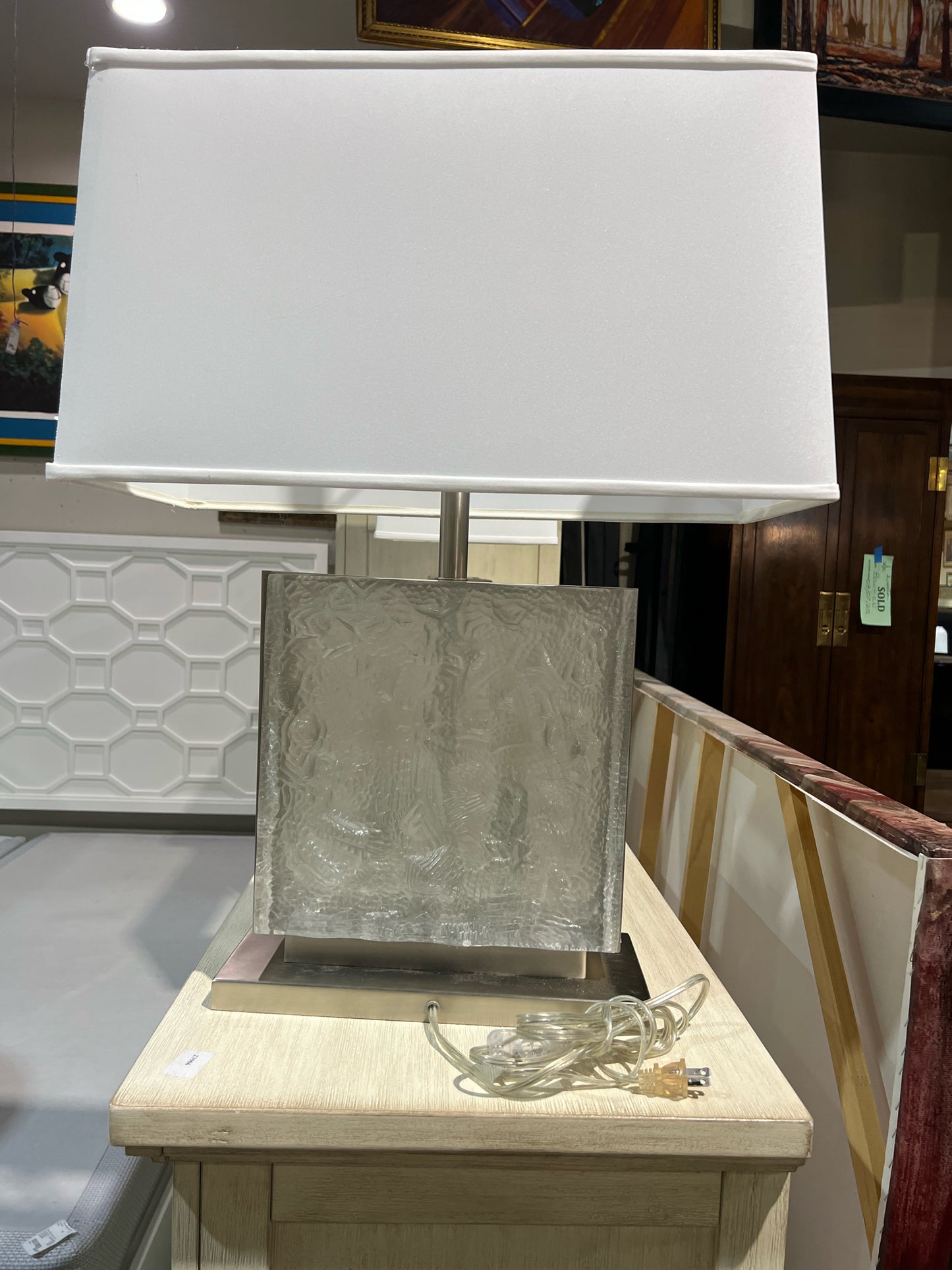 Silver Lalique Style Frosted Glass Table