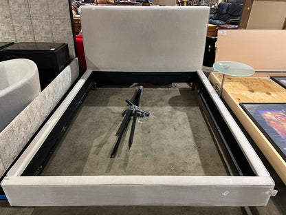 Living Spaces Tan Fabric Queen Size Bed