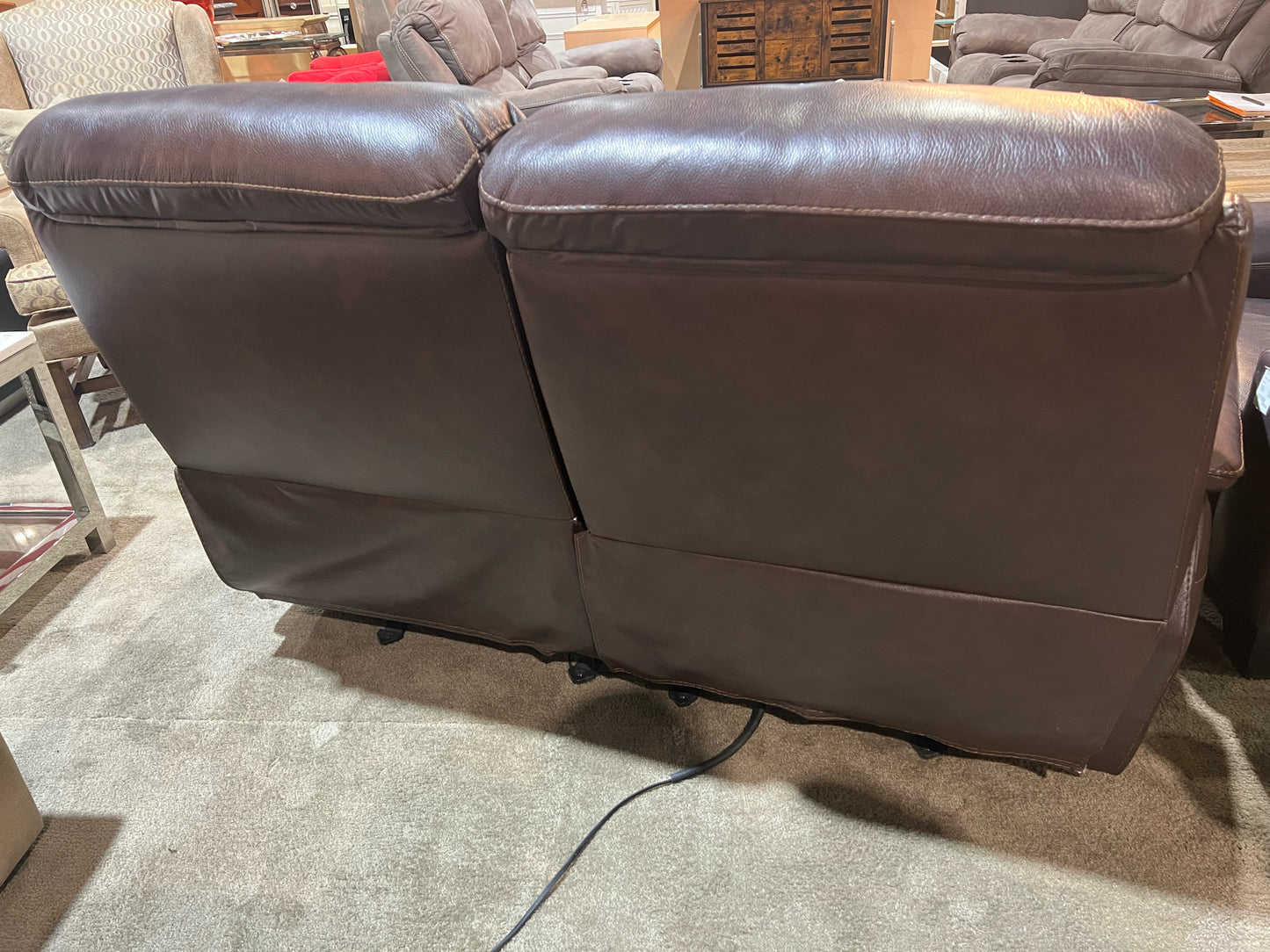 Brown Electric Reclining Leather Loveseat