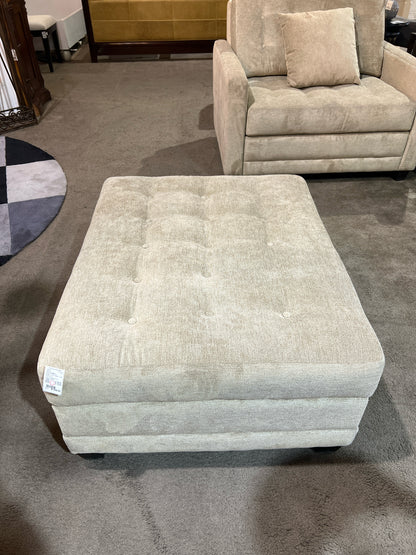 2019 Custom Made Omnia Fabric Beige Tufted Ottoman