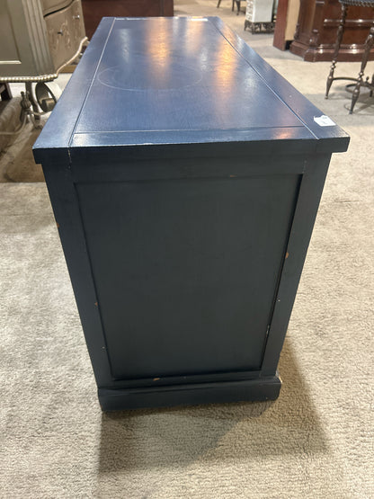 Blue &amp; Brown Industrial Credenza W/Glass Doors