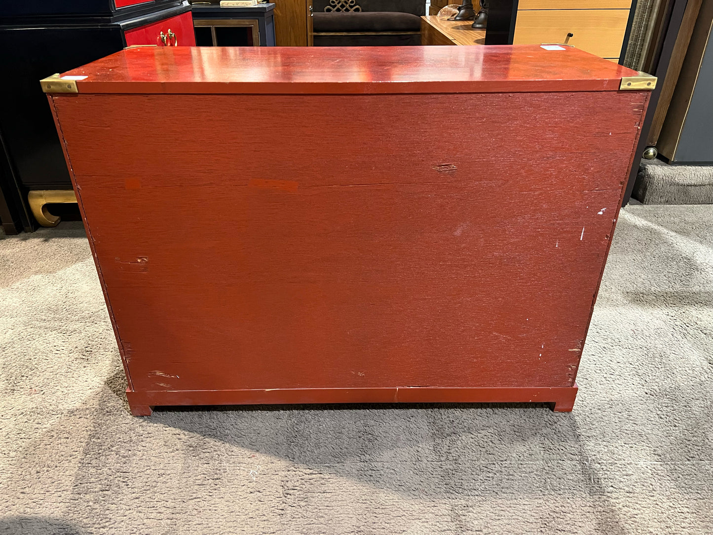 Century 4 Drawer 2 Door Red Wood Campaign Chest