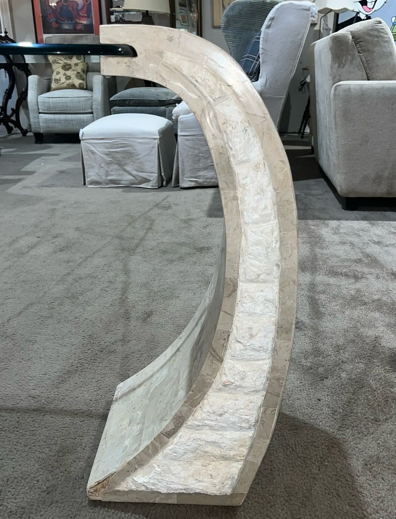 1990's Magnussen Tessellated Stone Console Table