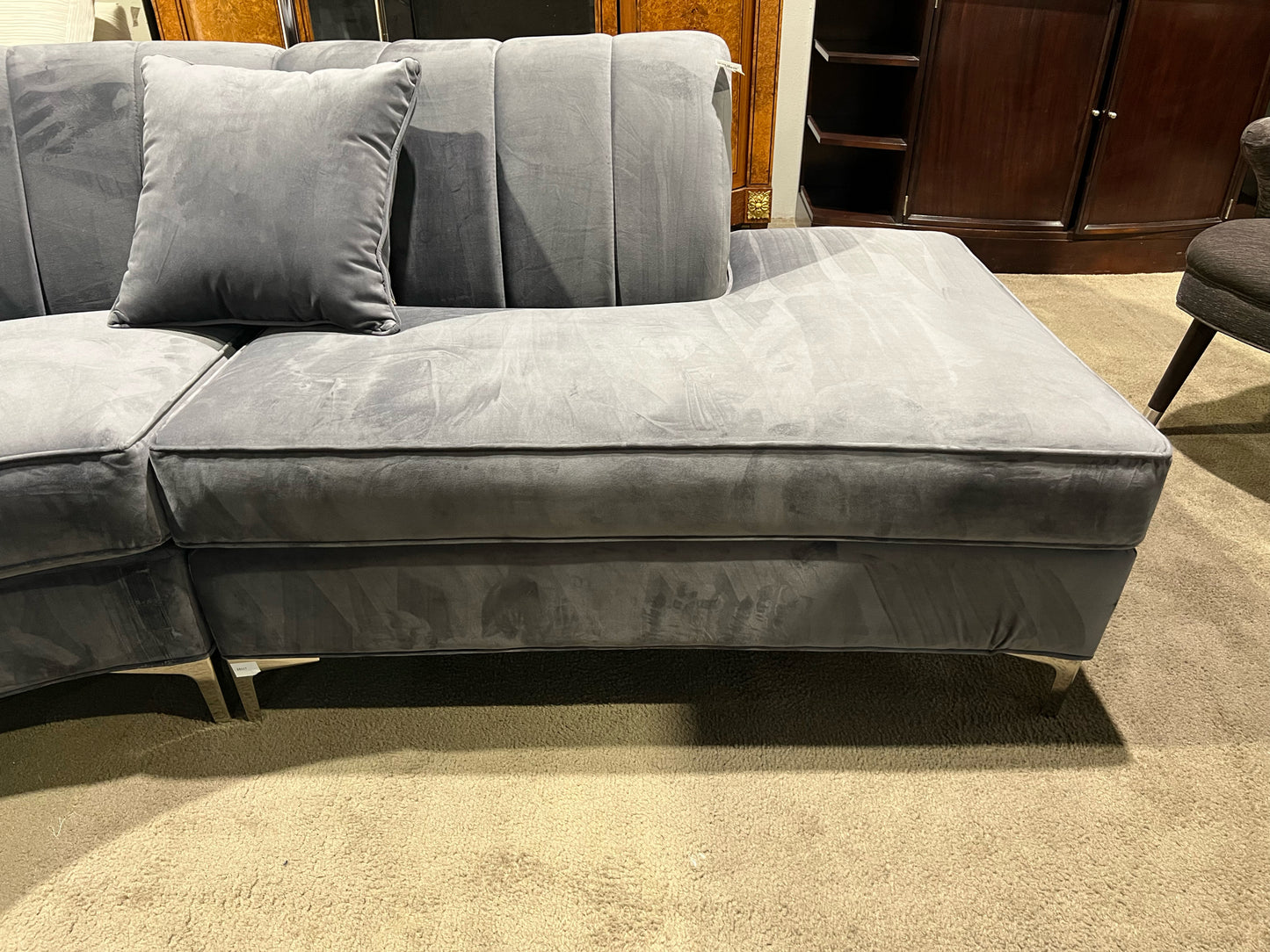 Channel Grey Sectional Tufted Fabric