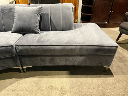 Channel Grey Sectional Tufted Fabric