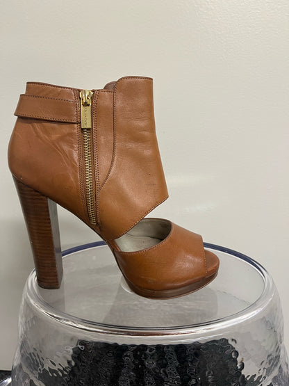 Michael Kors Tan Leather Platform Peep-toe Heels